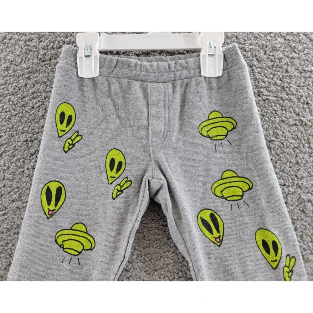 Chaser Silly Aliens Bliss Knit Pants Little Boys' 3 Heather Grey Pullover Style - Picture 2 of 15